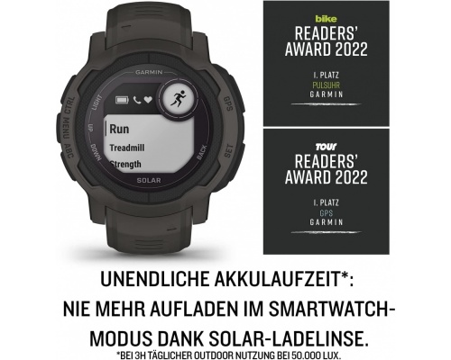 Garmin Instinct 2 Solar 45mm Αδιάβροχο Smartwatch με Παλμογράφο (Graphite)