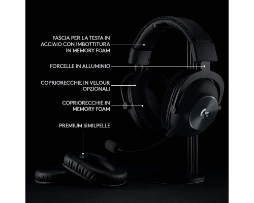 Logitech G Pro X Ασύρματο Over Ear Gaming Headset με σύνδεση USB