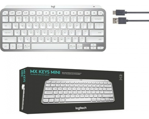 Logitech MX Keys Mini Ασύρματο Bluetooth Πληκτρολόγιο Αγγλικό US Ασημί