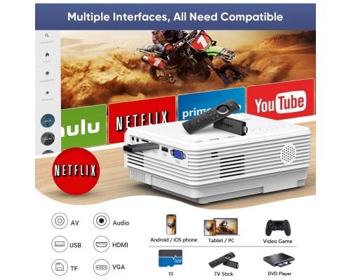 AKATUO ‎XR31 WiFi Bluetooth Projector Full HD 1080P