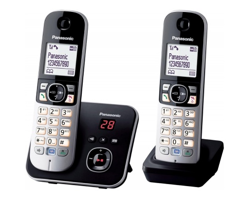 Panasonic KX-TG6822 Ασύρματο Τηλέφωνο Σετ 2 Ακουστικά με ανοιχτή ακρόαση Μαύρο