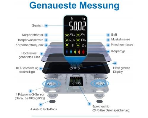 Lepulse Lescale F4 pro Heart Rate Smart Body Fat Scale White