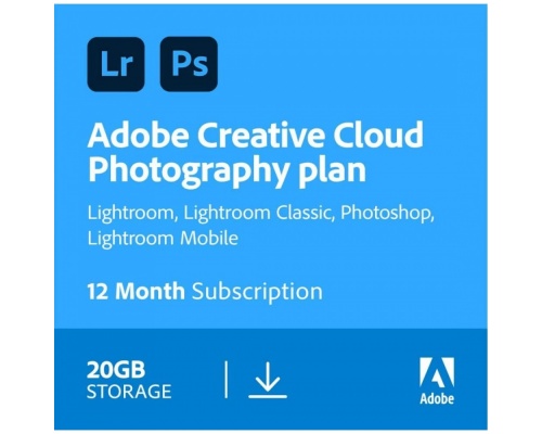 Adobe Creative Cloud Photography Plan 20 GB: Photoshop + Lightroom | 1 έτος | PC/Mac  Ηλεκτρονική άδεια για 1 Χρήστη και 1 Έτος χρήσης