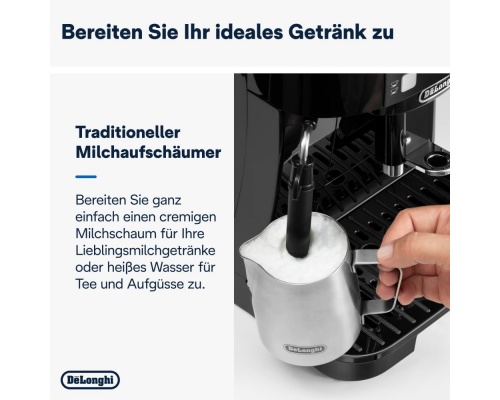 Delonghi Magnifica S ECAM11.112.B Αυτόματη Μηχανή Espresso 1450W Πίεσης 15bar με Μύλο Άλεσης Μαύρη