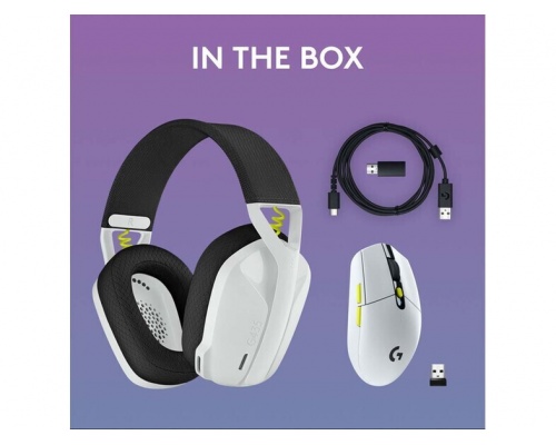 Logitech Wireless Combo G435 & G305 Over Ear Gaming Headset με σύνδεση Bluetooth / USB White/Lime