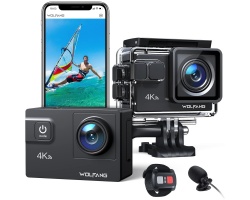 Wolfang GA300 Action Camera 4K Ultra HD Υποβρύχια με WiFi Μαύρη με Οθόνη